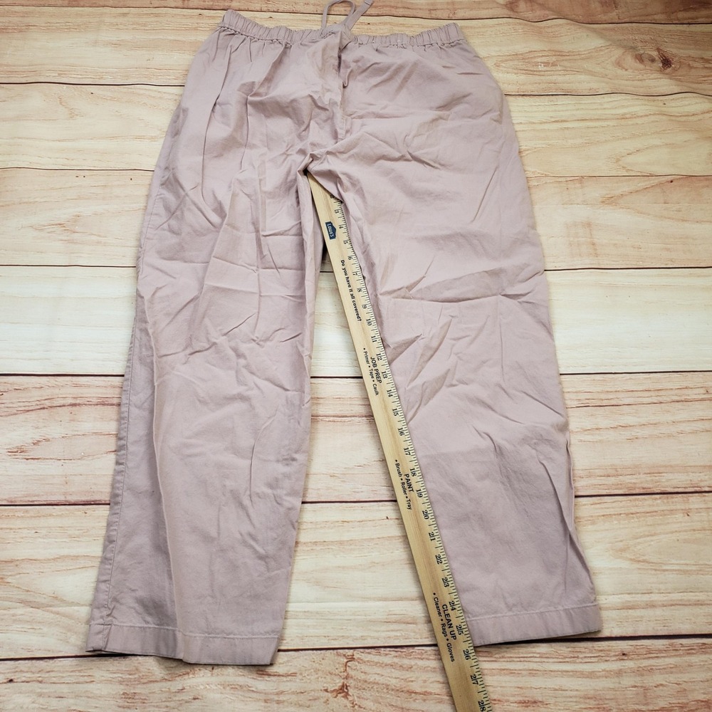 Uniqlo Pants Womens XL Beige Drawstring Elastic Waist Cotton Chino Straight Leg - Picture 4 of 7
